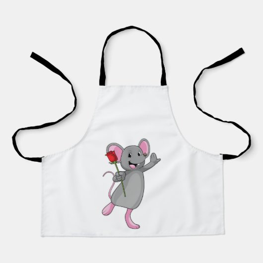 バラ花付きネズミ エプロン (正面)