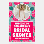 バラ花写真ブライダルシャワー歓迎フロステッド アクリルサイン (正面)