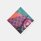 バラ花刺繍の紫 スタンダードカクテルナプキン (角)