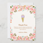 バラ花園スクープアイスクリームベビーシャワー サンキューカード (正面)