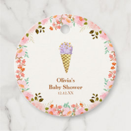 バラ花園スクープアイスクリームベビーシャワー フェイバータグ
