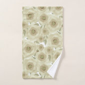 バラ花抽象芸術フローラプリントベージュ バスタオルセット (ハンドタオル)