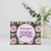 バラ花新しい住所はがき、移動している ポストカード (スタンド正面)