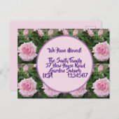 バラ花新しい住所はがき、移動している ポストカード (正面/裏面)