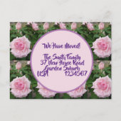 バラ花新しい住所はがき、移動している ポストカード (正面)