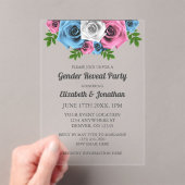 バラ花束ジェンダーの発表 アクリル招待状 (インサイチュ (ポータブル))