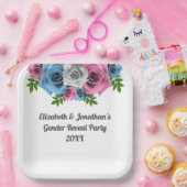 バラ花束ジェンダーの発表 ペーパープレート (パーティー)