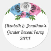 バラ花束ジェンダーの発表 ラウンドシール (正面)