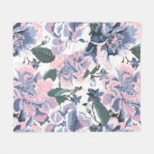 バラ花柄エレガントデザイン フリースブランケット (正面(横))