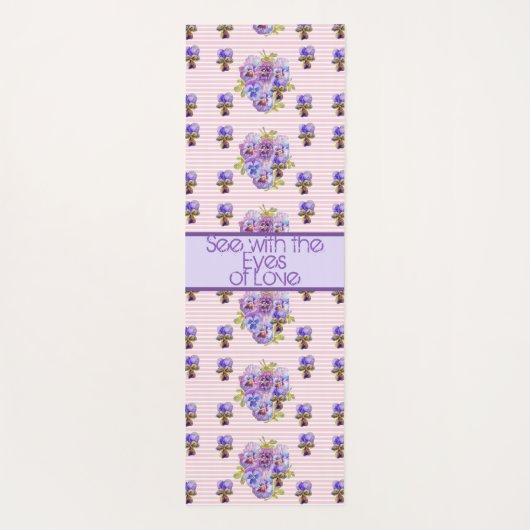 バラ花柄ピンク愛の目で見る ヨガマット (裏面)