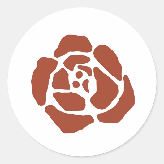 バラ花柄ブロックプリントシール ラウンドシール (正面)