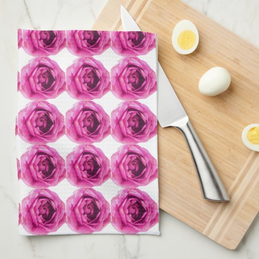 バラ花柄 キッチンタオル (四つ折り)