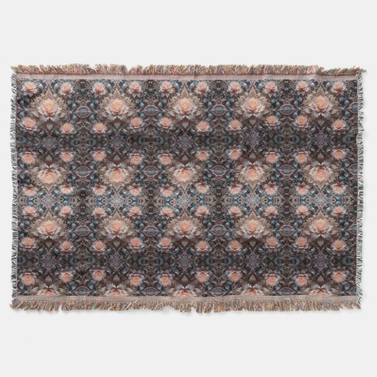 バラ花柄 スローブランケット (正面)