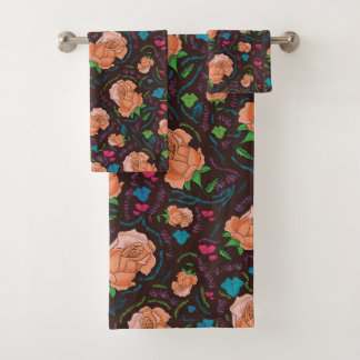 バラ花柄 バスタオルセット