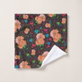 バラ花柄 バスタオルセット (ウォッシュタオル)