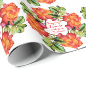 バラ花水彩模様表カスタム現 ラッピングペーパー (ロールコーナー)