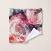 バラ花油絵付け抽象芸術フローラプリントb バスタオルセット (ウォッシュタオル)