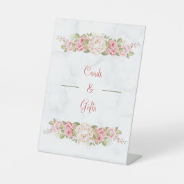 バラ花結婚式のカードとギフト 台座サイン