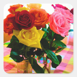 バラ花花束 スクエアシール