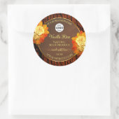 バラ花製品ラベルナチュラルウッドグレインロゴ ラウンドシール (バッグ)