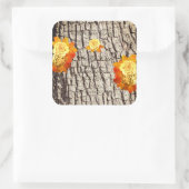 バラ花製品ラベル天然木目 スクエアシール (バッグ)