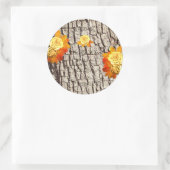 バラ花製品ラベル天然木目 ラウンドシール (バッグ)