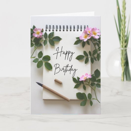 バラ花誕生日カード サンキューカード (正面)