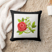 バラ花赤黒 クッション (ブランケット)