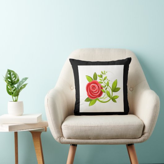 バラ花赤黒 クッション (椅子)