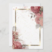 バラ花金ゴールドフレーム退職 招待状 (裏面)