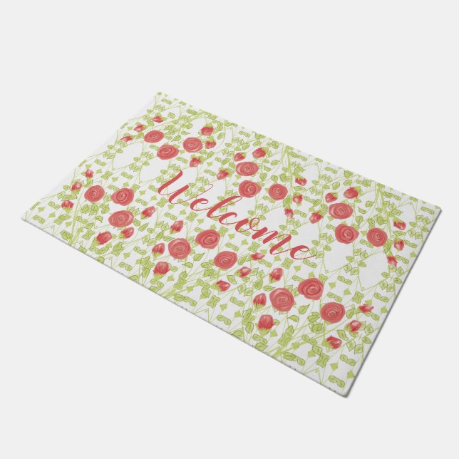 バラ花飾 ドアマット (アングル)