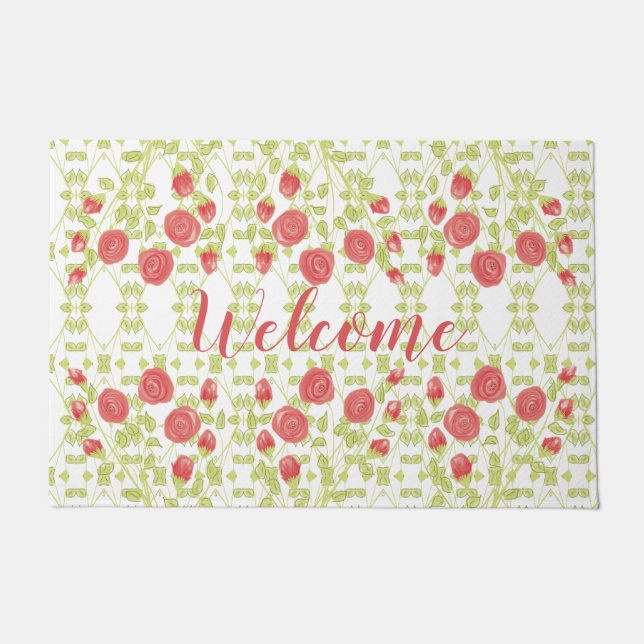 バラ花飾 ドアマット (正面)