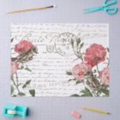 バラ花鳥はがきフランスのスクリプトの切り離し 薄葉紙 (クラフト)