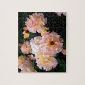 バラ花、ピンクの黄色のバラ ジグソーパズル (縦)