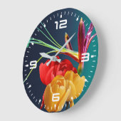 バラ花 ラージ壁時計 (傾斜)