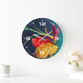 バラ花 ラージ壁時計 (ホーム)