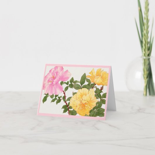 バラ花、誕生日 カード (正面)