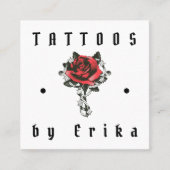 バラ芸術的スケッチタトゥーアーティストサロン点々のある スクエア名刺 (正面)