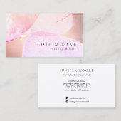 バラ芸術的金ゴールドピンクウォーターカラー美しいサロン 名刺 (正面/裏面)