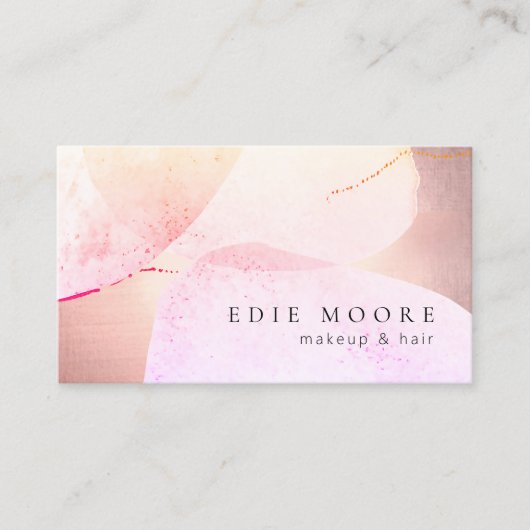 バラ芸術的金ゴールドピンクウォーターカラー美しいサロン 名刺 (正面)