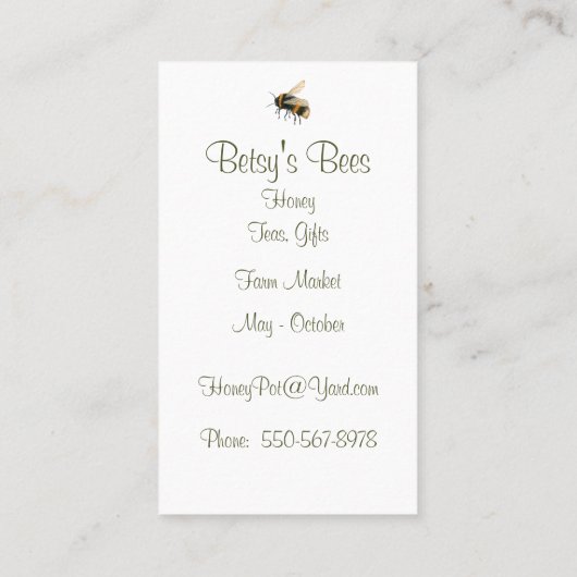 バラ茎と蜂蜜の名刺 名刺 (裏面)