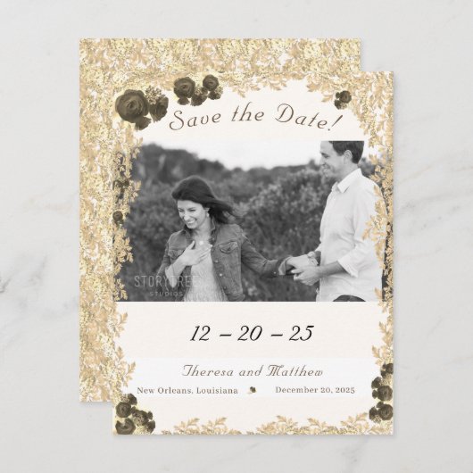 バラ華美は日付カードを保存 セーブザデート (正面/裏面)