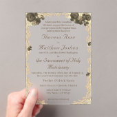 バラ華美カトリック結婚式招待状 アクリル招待状 (インサイチュ (ポータブル))