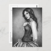 バラ葉書の女の子 ポストカード (正面/裏面)