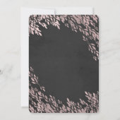 バラ葉金ゴールドズブラックチョークシック素朴結婚ズ 招待状 (裏面)