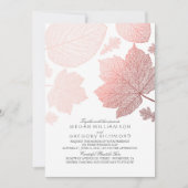 バラ葉金ゴールドホワエレガントイト秋の結婚式 招待状 (正面)