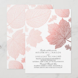 バラ葉金ゴールドホワエレガントイト秋の結婚式 招待状