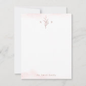 バラ葉金ゴールドモノグラムパーソナライズされた文具 ノートカード (正面)