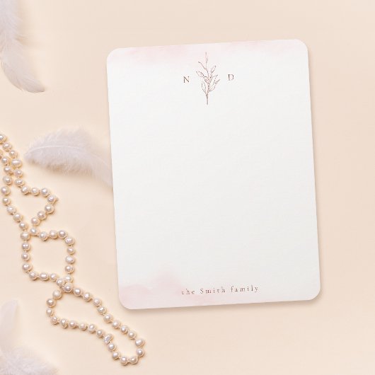 バラ葉金ゴールドモノグラムパーソナライズされた文具 ノートカード