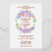 バラ葉金ゴールド花エレガント金ゴールド伝統的 箔招待状 (正面)